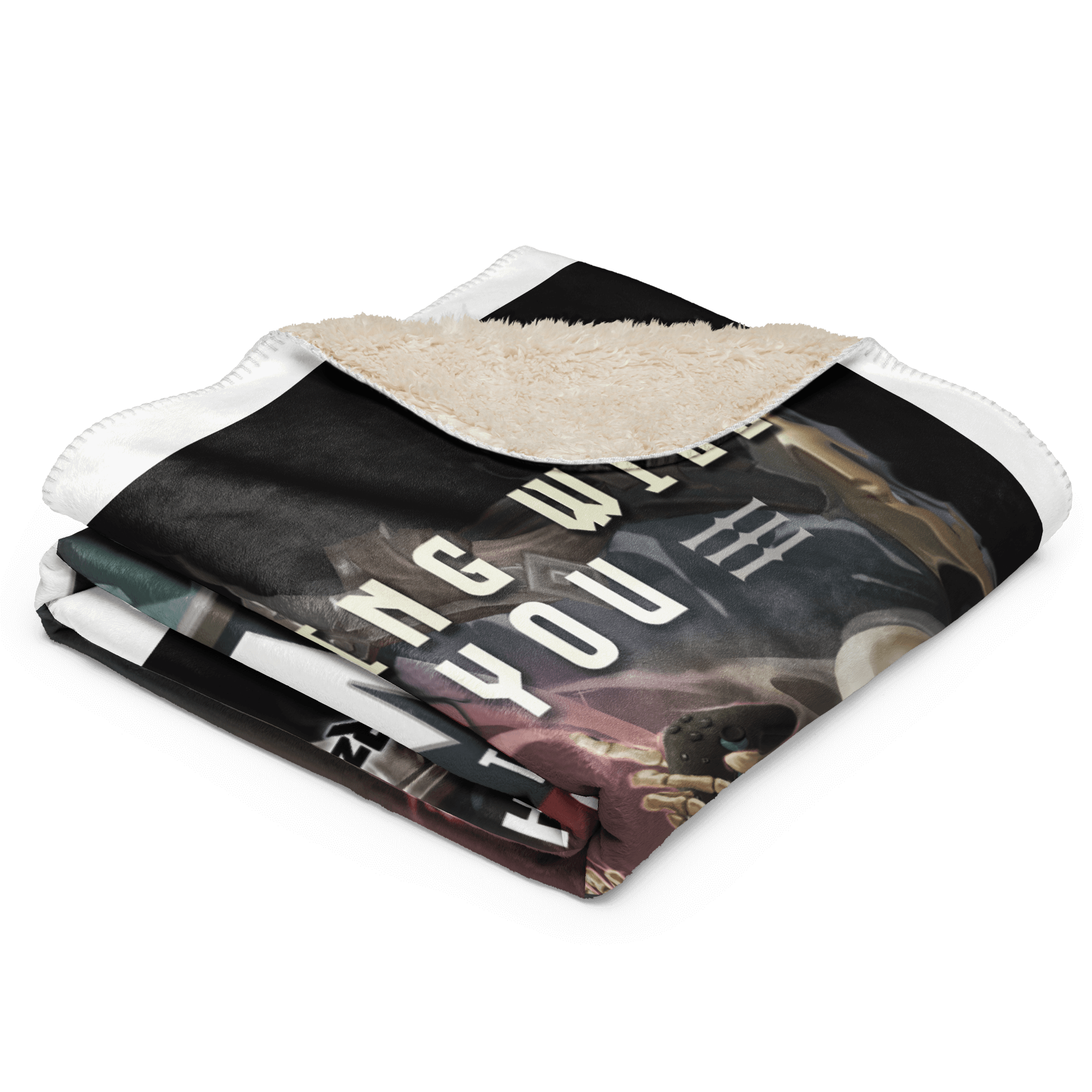 Cozy sherpa blanket with "Everything Will Kill You" design, featuring ultra-soft plush texture for ultimate comfort and warmth.