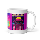 Ceramic mug with "Game Over" retro arcade design, vivid colors, sturdy, microwave and dishwasher safe, perfect for coffee or tea lovers.