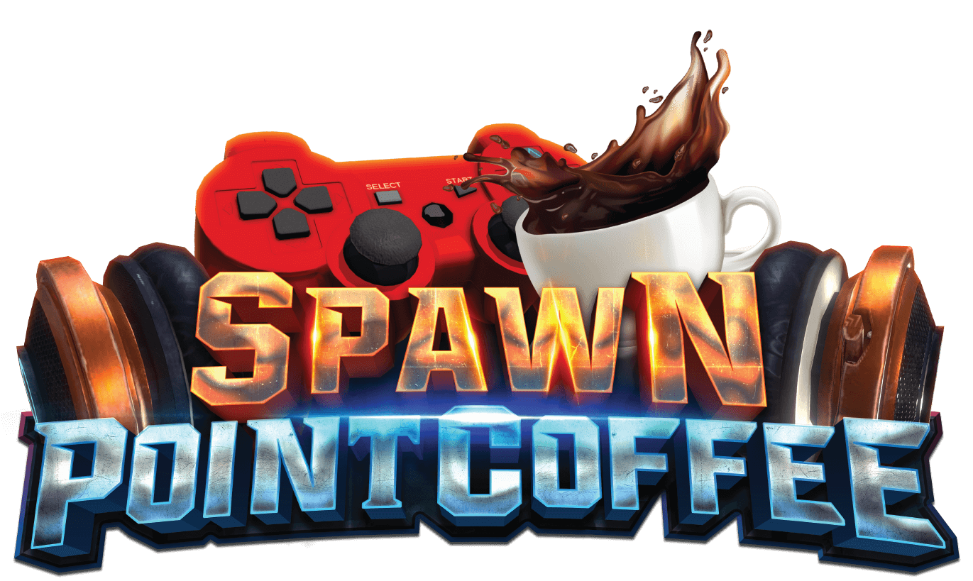 Spawn Point Coffee logo featuring a coffee cup and game controller.