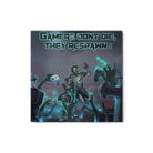 "Gamers Don't Die 12x12 Metal Print featuring gaming-themed artwork with zombies and vibrant colors"