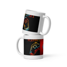 "Player 1 vs Player 2 ceramic mugs with gaming controller design in black, sturdy and microwave safe, perfect for coffee or tea"